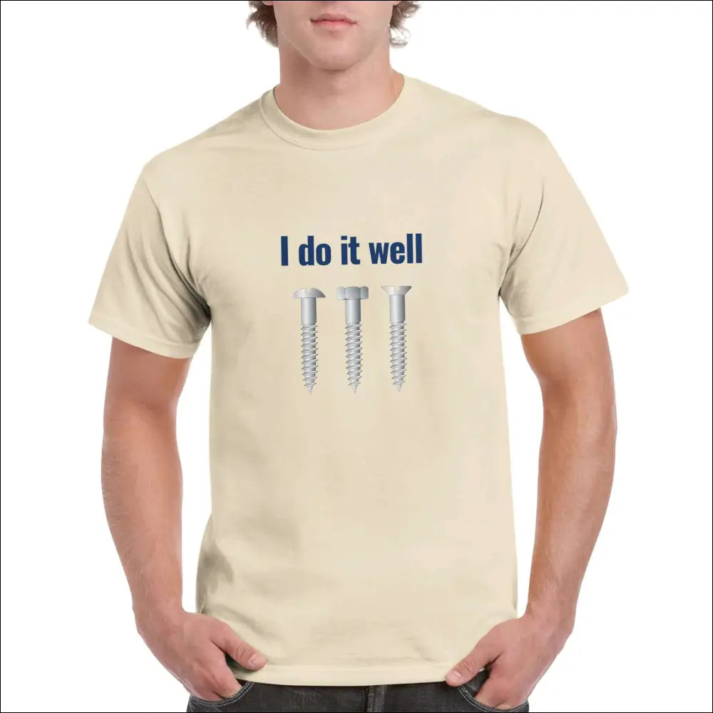 T-shirt för killar med skruvar och texten I do it well - Neutral / S - Print Material